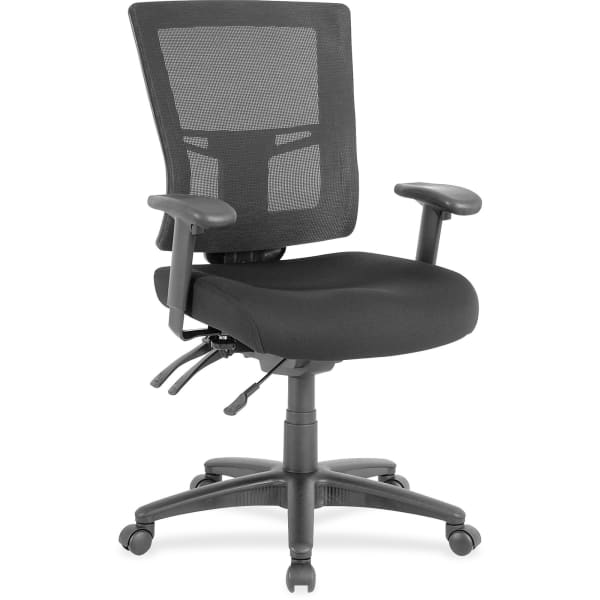 Lorell Multifunction Mid-Back Chair, Mesh/Fabric, Black