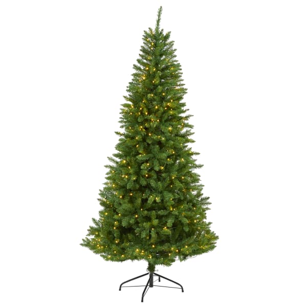 Nearly Natural Green Valley Fir Artificial Christmas Tree, 6.5ft