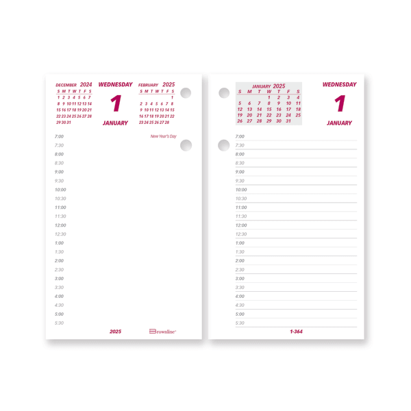 2025 Brownline Daily Desk Calendar Refill, 6in x 3-1/2in, Burgundy/White, January To December, C2R