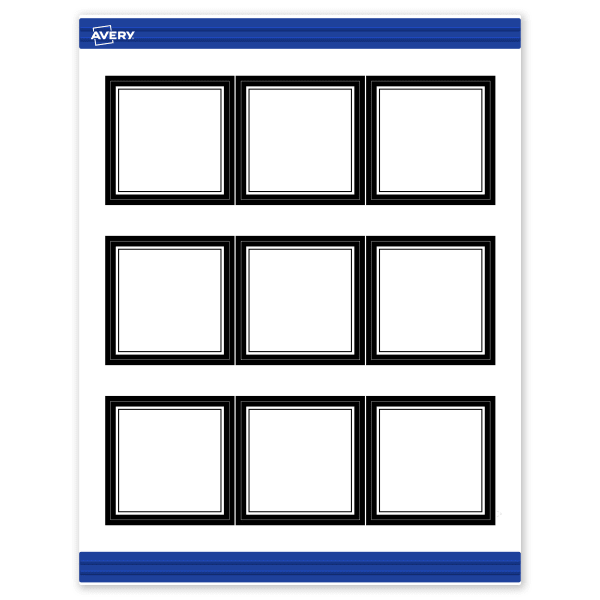 Avery Printable Cards With Sure Feed Technology, 2-1/2in x 2-1/2in, Matte White With Black Border, Pack Of 90