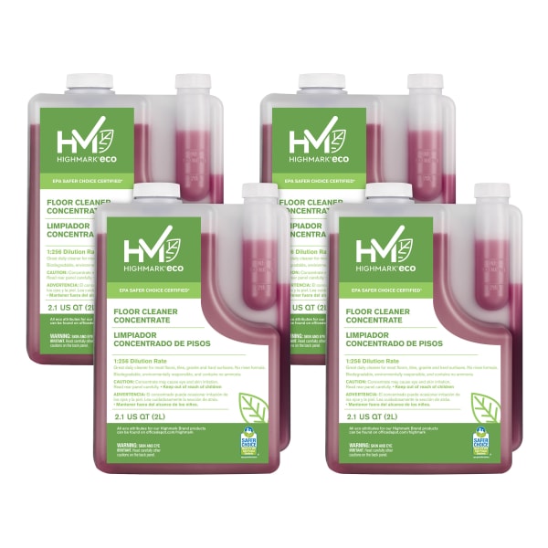 Highmark ECO Floor Cleaner Concentrate, 2-Liter, Red, Case Of 4 Bottles