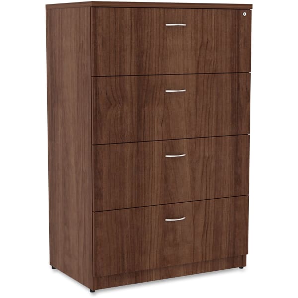 Lorell Essentials 35-1/2inW x 22inD Lateral 4-Drawer File Cabinet, Walnut