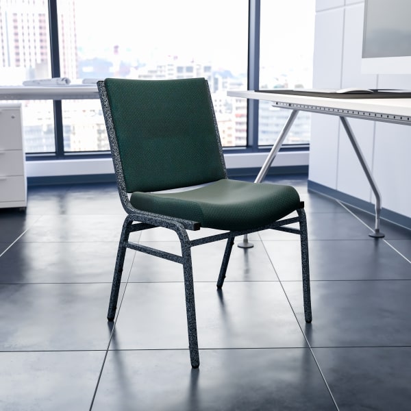 Flash Furniture HERCULES Series Stack Accent Chair, Green Patterned Fabric/Silvervein Frame