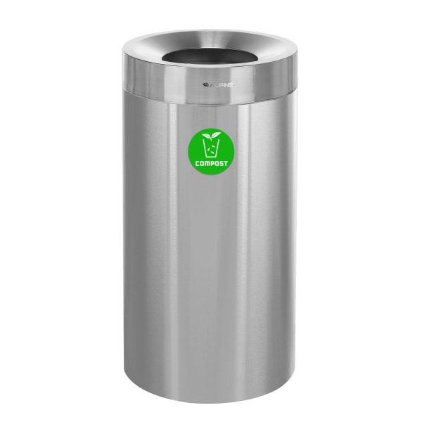 Alpine Industries Stainless Steel Compost Can, 27 Gallons, Silver