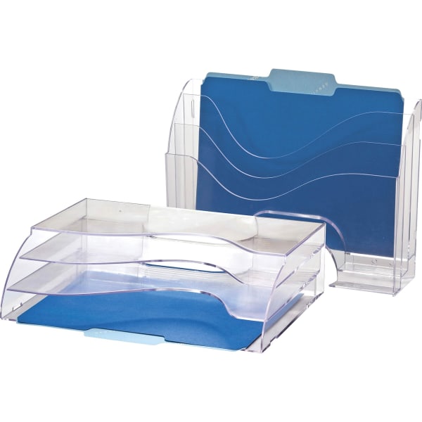 Officemate 22904 Desktop Paper File Organizer, 3-Tier, Clear - 3 Compartment(s) - 3 Tier(s) - 11.25in Height x 13in Width x 3.63in Depth - Desktop - Clear - Plastic - 1 Each