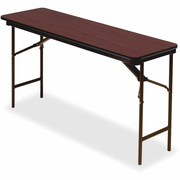 Iceberg Premium Wood Laminate Folding Table, Rectangular, 72inW x 18inD, Mahogany/Brown