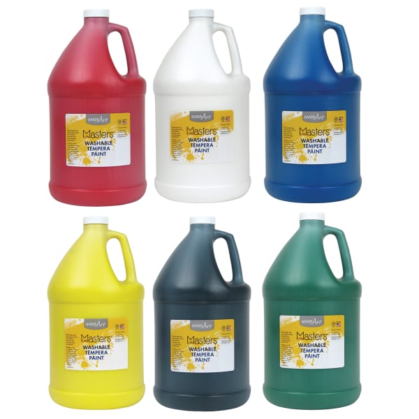 Handy Art Little Masters Washable Tempera Paints, 128 Oz, Assorted Colors, Pack Of 6 Paints