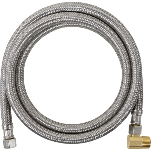 Certified Appliance Accessories Braided Stainless Steel Dishwasher Connector with MIP Elbow - 60in - Silver, Stainless Steel, Gold - Stainless Steel, Vinyl, Polyvinyl Chloride (PVC), Polyester, Brass