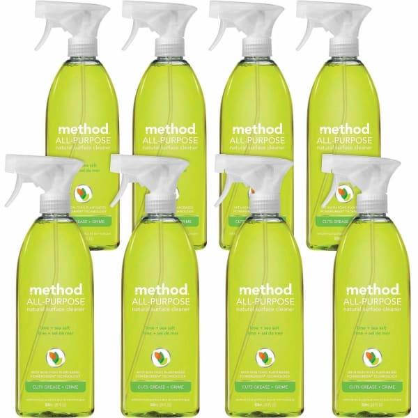 Method All-Purpose Cleaner - 28 fl oz (0.9 quart) - Lime + Seasalt Scent - Non-toxic, Triclosan-free - Lime - 8 / Carton