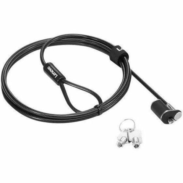 Lenovo NanoSaver Essential Cable Lock - 4.92 ft Cable - Keyed Lock - Black - Galvanized Steel, Zinc Alloy, Stainless Steel - For Notebook, Docking Station, Desktop Computer, LCD Monitor