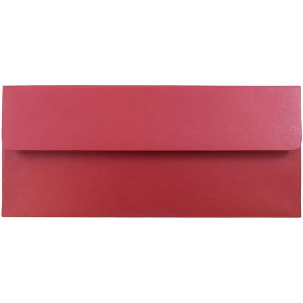 JAM Paper #10 Metallic Business Envelopes, Gummed Closure, Jupiter Red Stardream, Pack Of 25