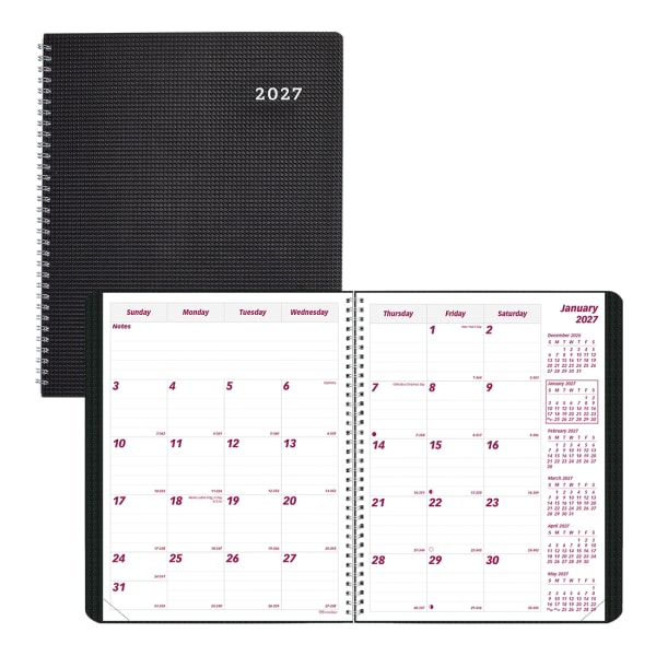 2026-2028 Brownline 14-Month DuraFlex Monthly Planner, 8-7/8in x 7-1/8in, 100% Recycled, Black, December To January, CB1200V.BLK