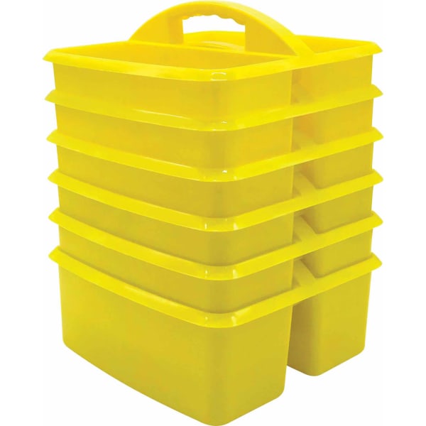 Teacher Created Resources Plastic Storage Caddies, 5-1/4inH x 9-1/4inW x 9inD, Yellow, Pack Of 6 Caddies