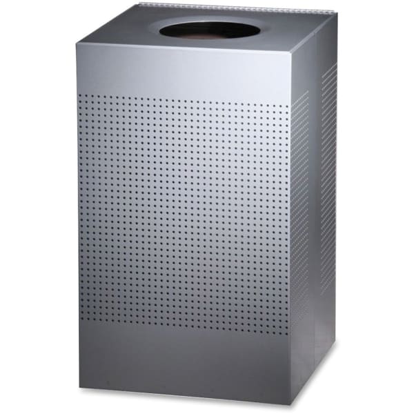Rubbermaid Commercial Silhouettes 20G Waste Container - 20 gal Capacity - Square - Perforated, Fire-Safe, Durable - 30.4in Height x 18.4in Width x 18.4in Depth - Steel, Metal - Silver Metallic - 1 Each