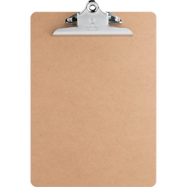 Business Source Hardboard Clipboard - Standard - 9in x 12 1/2in Sheet Size - Hardboard - Brown - 1 Each