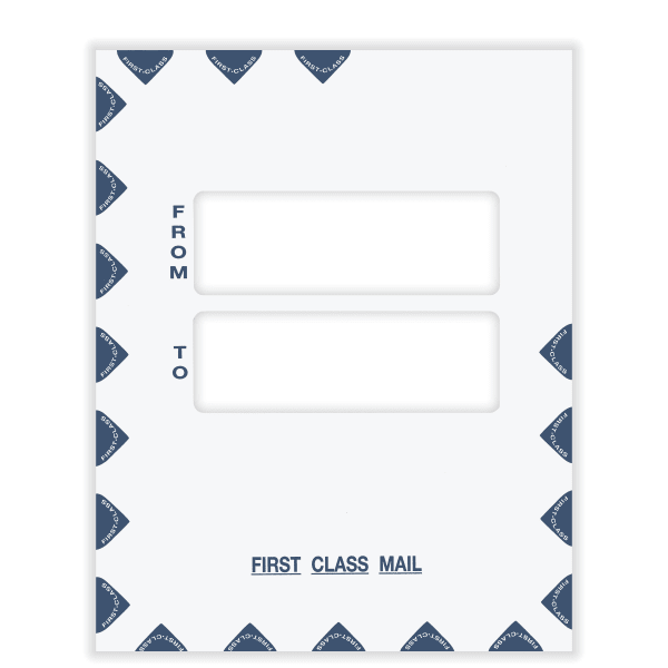 ComplyRight First Class Double Window Tax Mailer Envelope, White/Blue, Self-Seal, 9-1/2in x 12in, Pack of 50