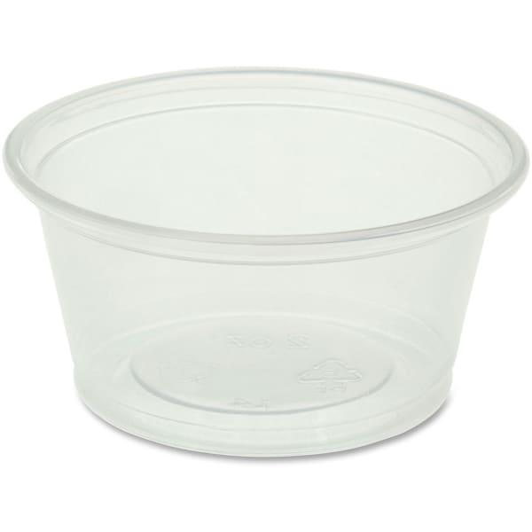 Genuine Joe 2 oz Portion Cups - 2 fl oz - Clear - Polystyrene - Beverage, Sauce - 50 Bag - 50 / Carton