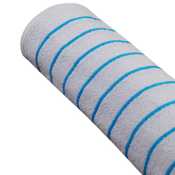 Splash Horizontal Stripe Pool Towels, 35in x 70in, White/Neon Blue, Pack Of 24 Towels