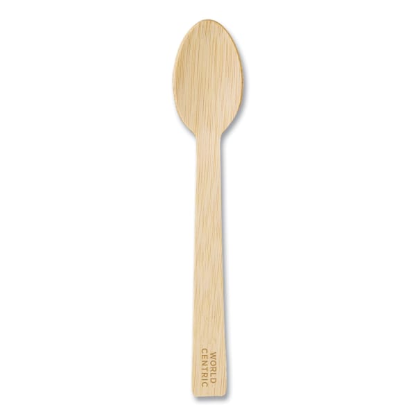 World Centric Bamboo Cutlery, Spoon, 6-3/4in, Natural, Carton Of 2,000 Pieces