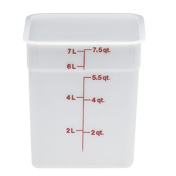 Cambro Poly CamSquare Food Storage Containers, 8 Qt, White, Pack Of 6 Containers