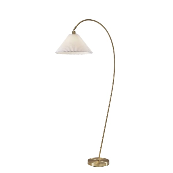 Adesso Delaney Floor Lamp, 72inH, Off-White Shade/Antique Brass Base