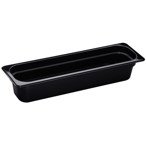 Cambro H-Pan High-Heat GN 1/2 Long Food Pans, 4inH x 6-3/8inW x 20-7/8inD, Black, Pack Of 6 Pans