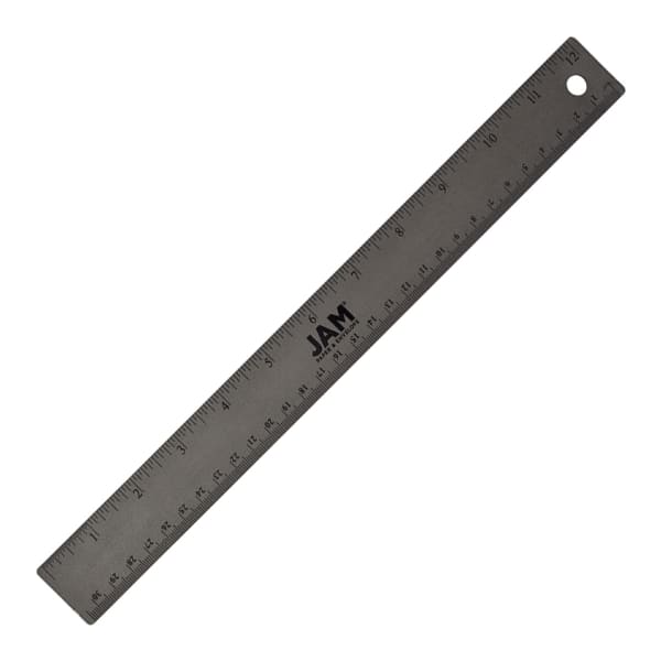 JAM Paper Non-Skid Stainless-Steel Ruler, 12in, Gray