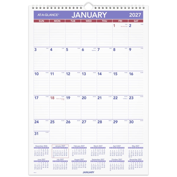 AT-A-GLANCE 2027 Monthly Wall Calendar, Medium, 12in x 17in
