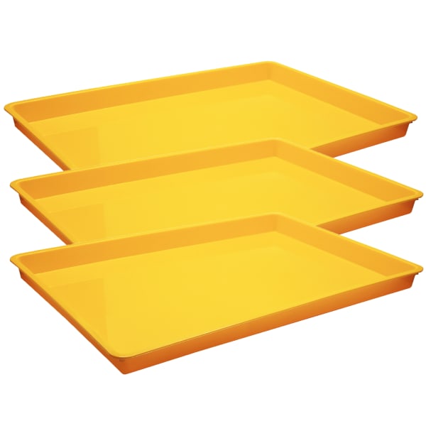 Romanoff Products Large Creativitray, 17-1/2in x 12-1/2in x 1-1/4in, Yellow, Pack Of 3 Creativitrays