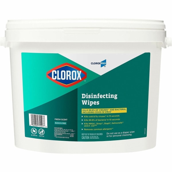 CloroxPro Disinfecting Wipes - Ready-To-Use - Fresh Scent - Pre-moistened, Anti-bacterial, Textured - White - 700 Tub - 24 / Bundle