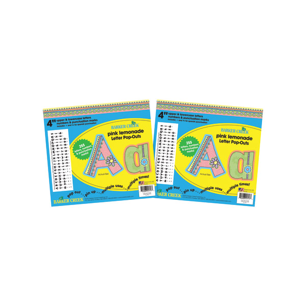 Barker Creek Letter Pop-Outs, 4in, Pink Lemonade, Pack Of 510