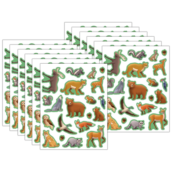 Teacher Created Resources Stickers, 2-1/2in x 1/2in, Woodland Animals, 120 Stickers Per Pack, Bundle Of 12 Packs