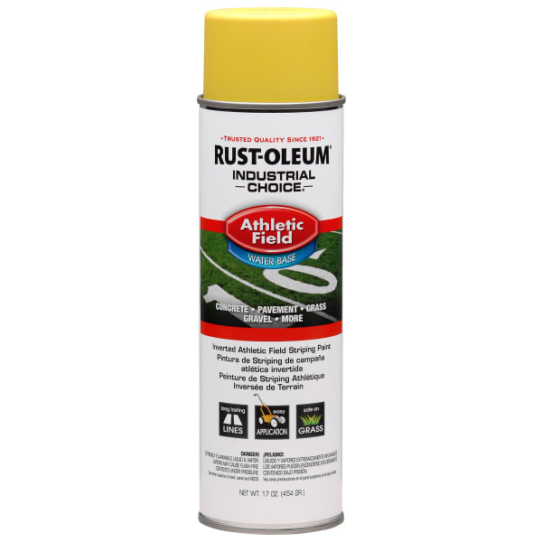 Rust-Oleum Industrial Choice AF1600 System Athletic Field Inverted Striping Paint, 17 Oz, Yellow, Case Of 12 Cans