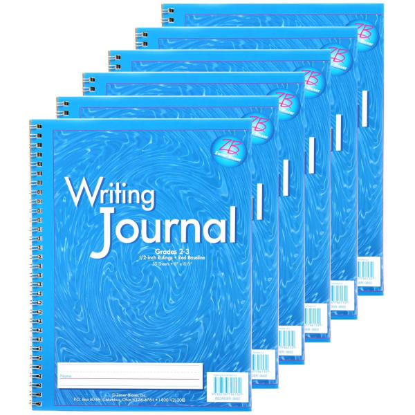 Pacon Zaner-Bloser My Writing Journals, 8in x 10-1/2in, Blue, Grade 2 To 3, Pack Of 6 Journals
