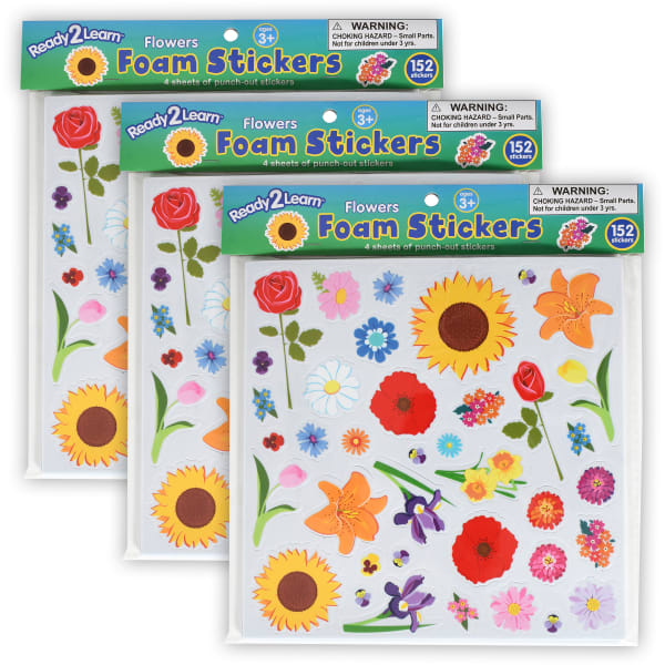 Ready 2 Learn Foam Stickers, Flowers, Pack Of 152 Stickers, Set Of 3 Packs