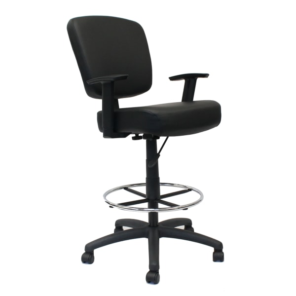 Boss Office Products Heavy Duty Drafting Stool With Arms, Black