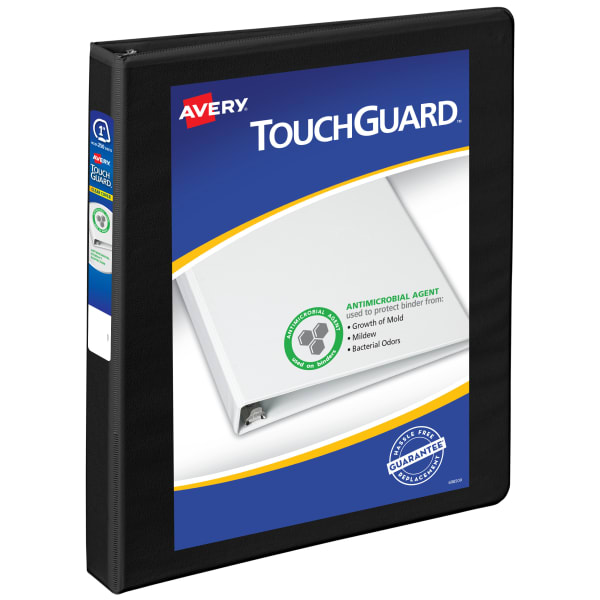 Avery TouchGuard Protection View 3 Ring Binder, 1in Slant Rings, Black With Clear View Cover, 1 Binder