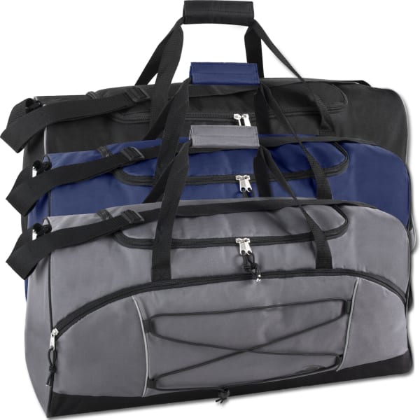 Trailmaker Duffel Bags, 12inH x 26inW x 11-1/2inD, Assorted Colors, Set Of 24 Duffel Bags