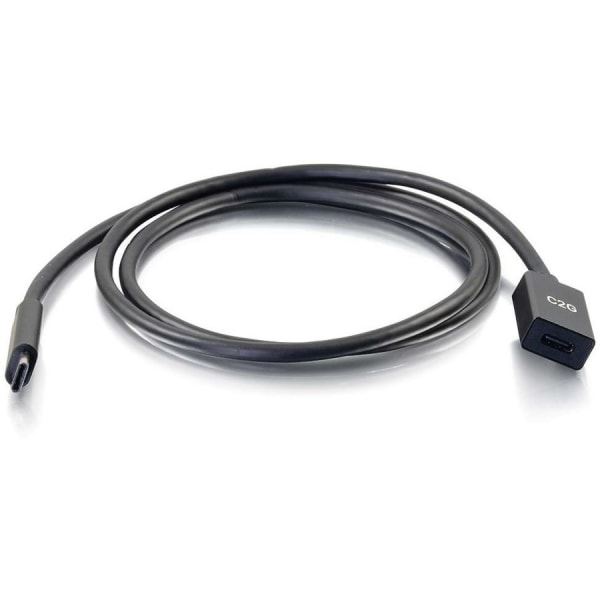 C2G 3ft USB C Extension Cable - 10G 3A - M/F - 3 ft USB Data Transfer Cable for Notebook, Smartphone, Tablet - First End: 1 x Type C Male USB - Second End: 1 x Type C Female USB - 10 Gbit/s - Extension Cable - Gold-flash, Nickel Plated Contact