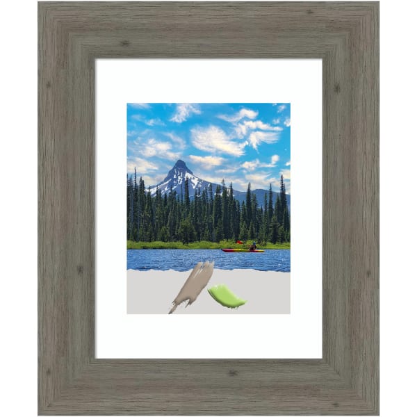Amanti Art Fencepost Narrow Wood Picture Frame, 16in x 19in, Opening Size 11in x 14in (Matted To 8in x 10in), Gray