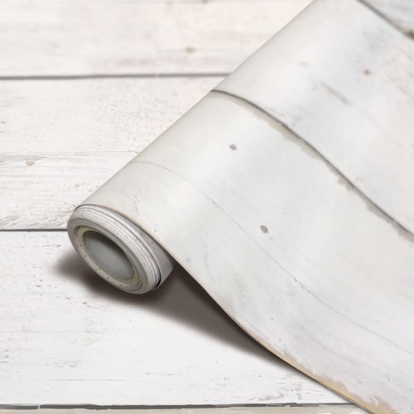 Teacher Created Resources Peel And Stick Decorative Paper Roll, 17-1/2in x 10', White Shiplap