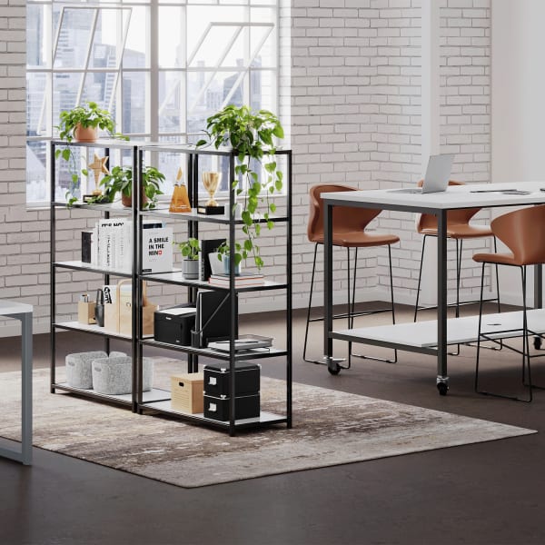 VARI 5-Tier Open Shelf, 55-1/2inH x 30-1/2inW x 13-1/2inD, White