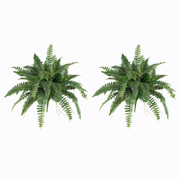 Nearly Natural 15inH Polyester Boston Fern Plants, Green, Set Of 2 Plants