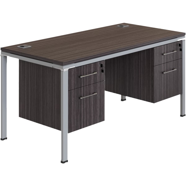 Boss Office Products Simple System Workstation Desk With 2 Pedestals, 71in x 30in, Driftwood