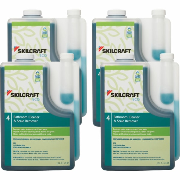 SKILCRAFT Bathroom Cleaner - For Bathroom, Fixtures, Urinal, Toilet, Grout, Tile - Ready-To-Use/Concentrate - Liquid - 67.6 fl oz (2.1 quart)Bottle - 4 / Box - Tea