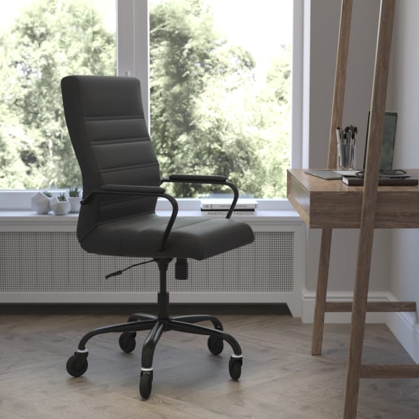 Flash Furniture Whitney Ergonomic Faux Leather High-Back Executive Swivel Office Chair, Black