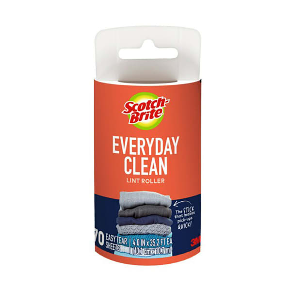 Scotch-Brite Lint Roller Refill Roll, White, Perforated, 70 Sheets