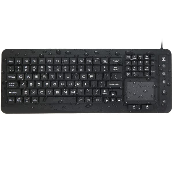Delton M70 Medical Grade Airtight Waterproof USB Backlit Computer Keyboard And Touchpad, Black