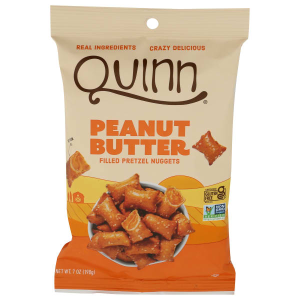 Quinn Filled Pretzel Nuggets, Peanut Butter, 7 Oz, Total Qty 8