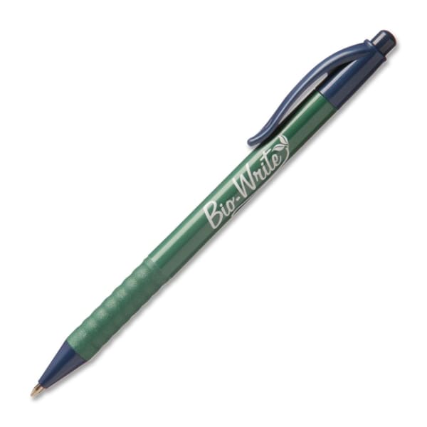 SKILCRAFT Bio-Write Retractable Pens, Medium Point, Blue Ink, Pack Of 12 (AbilityOne 7520-01-578-9303)